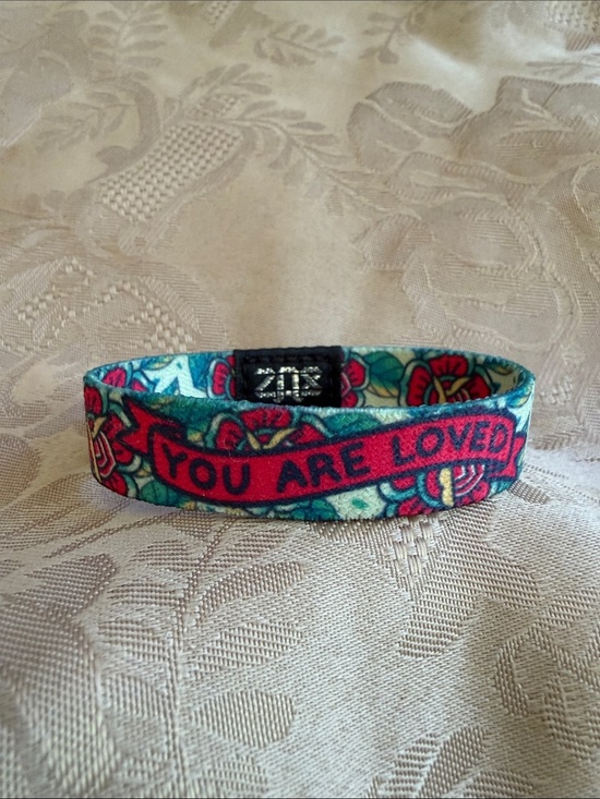 no brand Jewelry - You Are Loved Fabric Bracelet — Inspirational Red & Teal Floral Bracelet